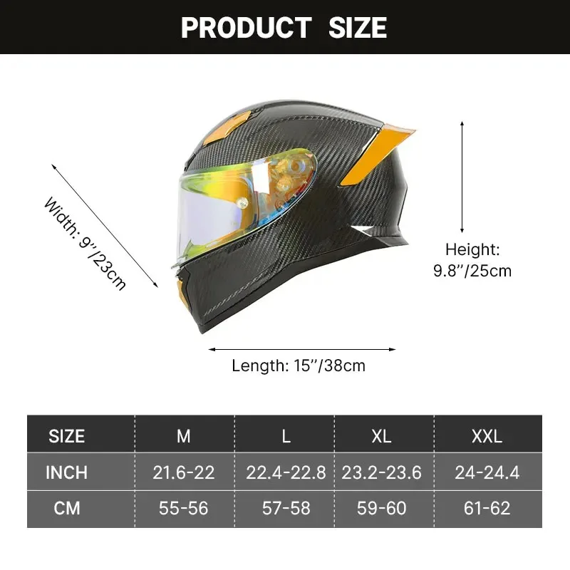 Newest Gradient Pure Yellow Carbon Fiber Forged Pattern Full Face Helmet DOT ECE Certified Daily Racing Motorcycle Capacete