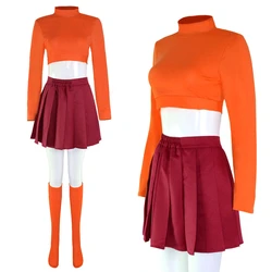 Anime Velma Cosplay Costume Movie Character Orange Uniform Halloween Costume For Women Cosplay Costume Role Play Outfits