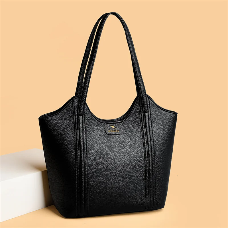 New Fashion Solid Color Leather Shoulder Bag Women Business Tote Purse with Back Zipper Ladies Daily Commuter Work Handbag 2026