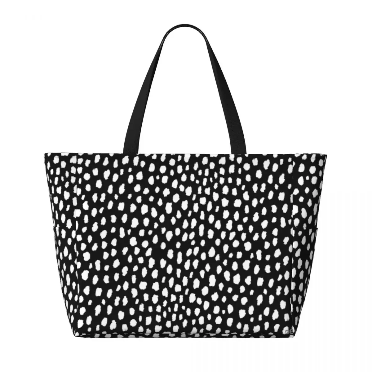 Handmade Polka Dot Brush Strokes Beach Travel Bag, Tote Bag Customizable Practical Daily Birthday Gift Multi-Style Pattern