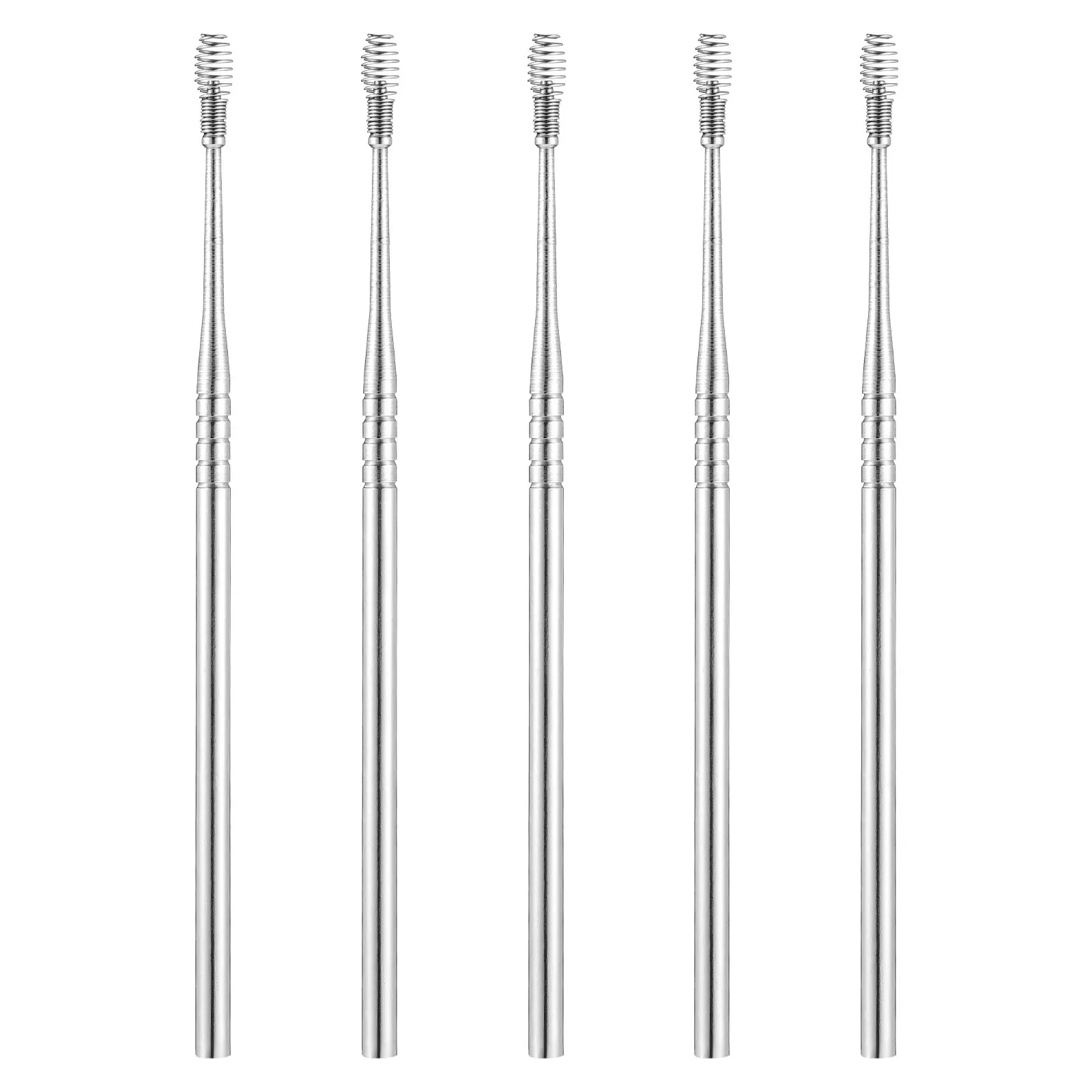 

5Pcs Stainless Steel Ear Wax Removal Tools Smooth Polished Ear Cleaning Picks Anti-Skid Ergonomic Design Spring Spiral Tip