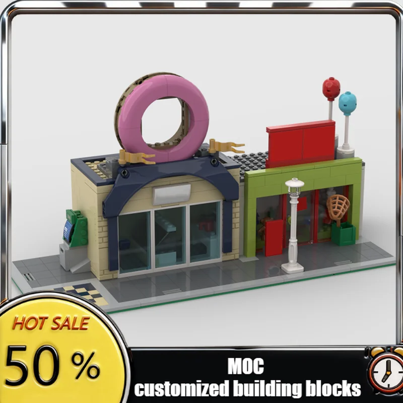 

NEW 513PCS City Hot Selling Street View Moc Donut and Toy Shop model DIY creative ideas Child Toy Assembly Puzzle birthday Gift