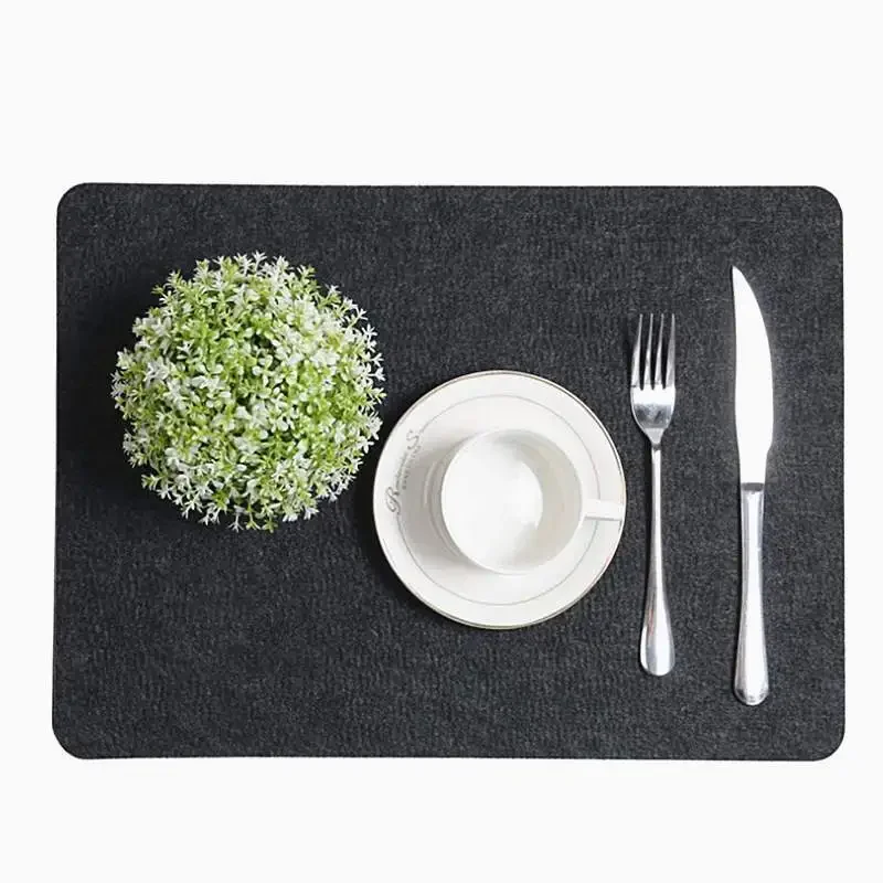 3pcs Washable Felt Placemats Table Mats Glass Knife Fork Coasters Cutlery Bags Set Insulation Pads Absorbent Non-slip Mat