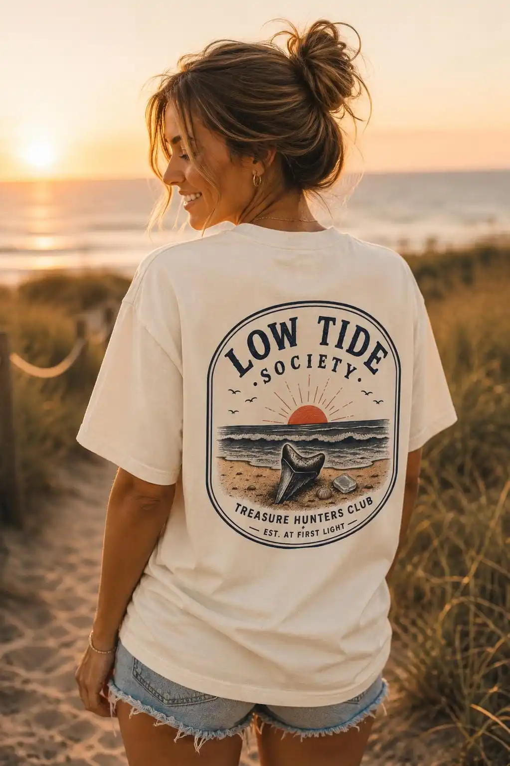 Shark Tooth Hunting Shirt | Colors Beach Tee | Low Tide Society Graphic T-Shirt