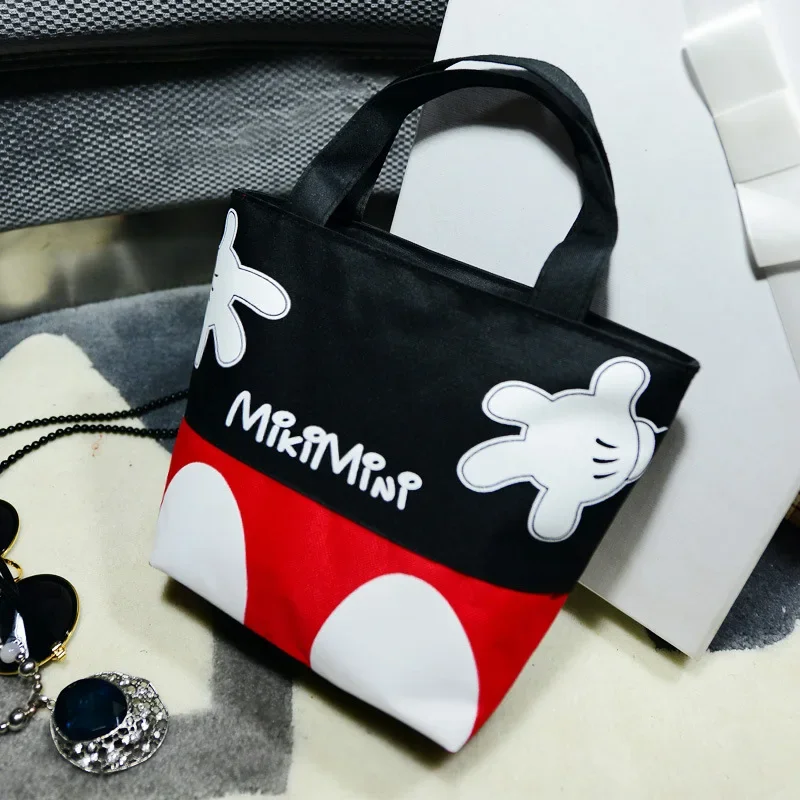 Nieuwe Disney Fashion Trend Handtassen Toevallige Kleine Tas Mickey Mouse Draagbare Canvas Tas Handboeien Zak Lunchbox Tas