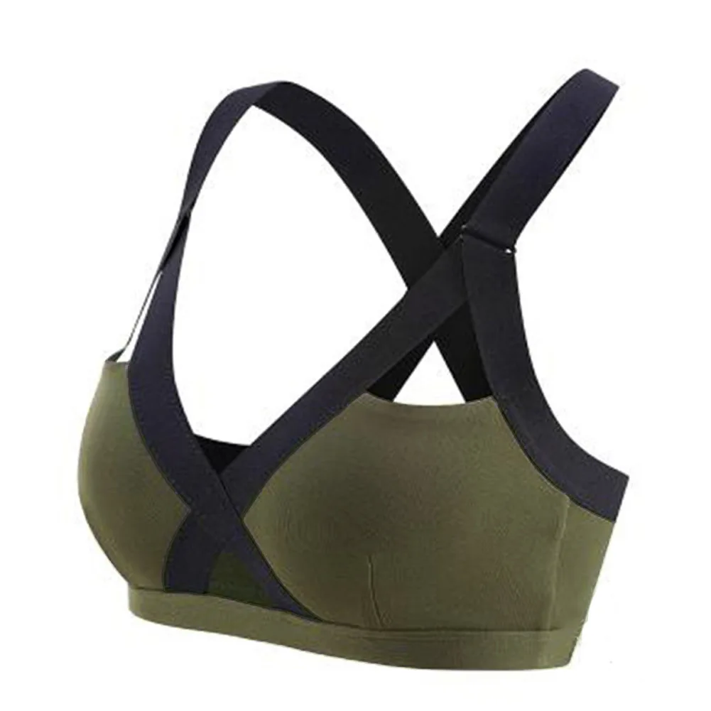 Fitness Woman High Impact Sport Bra Plus Size XXXL Cross Straps Wirefree Adjustable Buckle Nylon Yoga Underwear Gym Workout Bra view 2