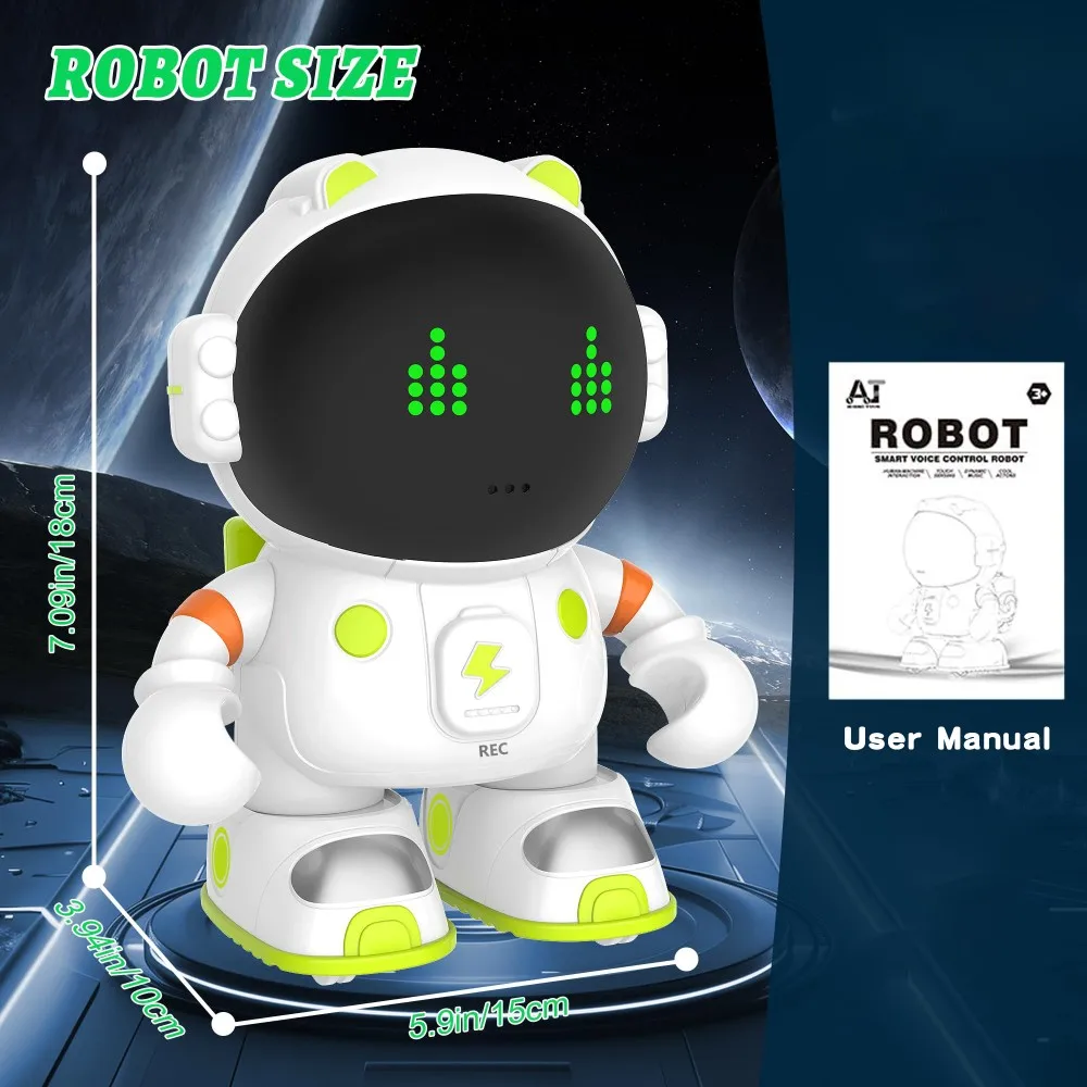 Smart Robot Astronaut Early Education Voice Control Dancing Repeating And Recording Space Robot Montessori Machine Kids Gift Toy