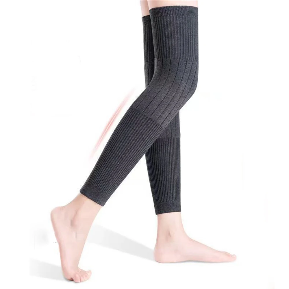 1 pair New Lengthened Non-slip Warm Knee Pads Thickened Leggings Autumn Winter Unisex Thermal Leg Warmers Sleeve Guard Protector