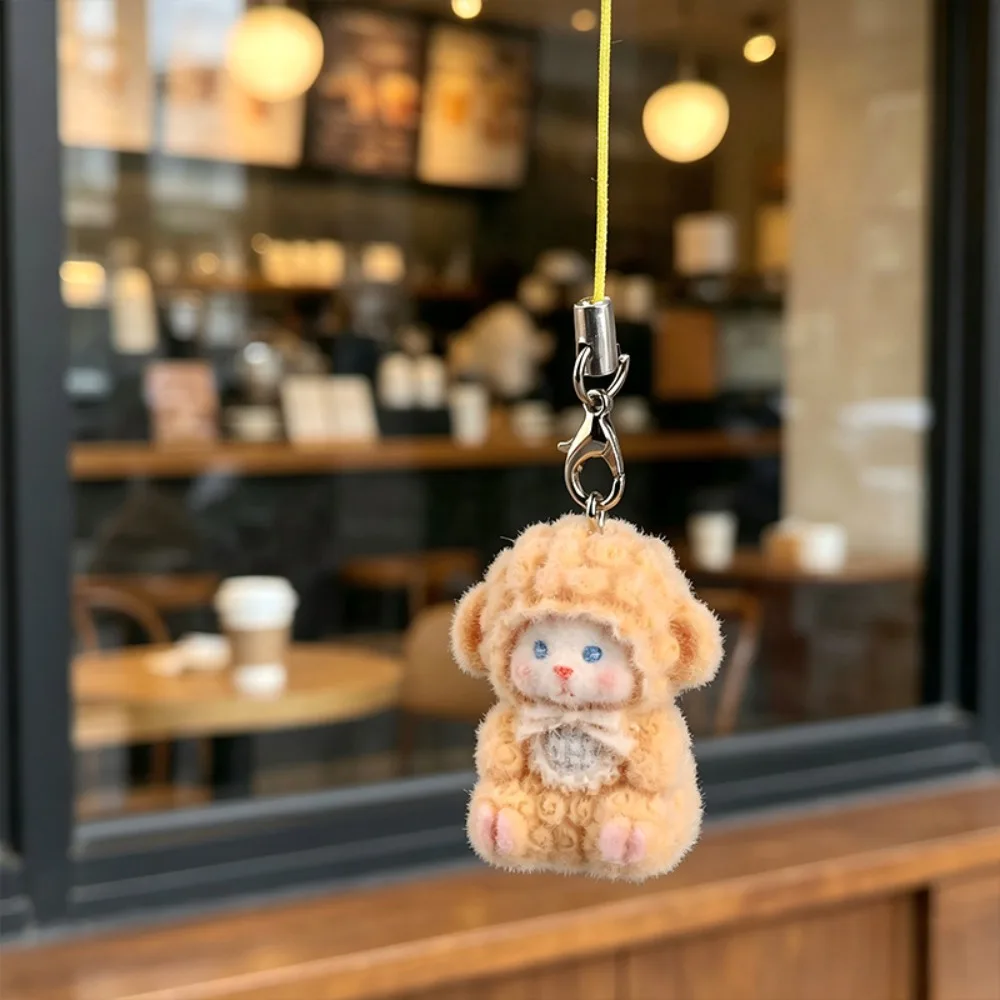 Sheep Pattern Flocking Sheep Keychain Bag Charm Handmade Craft Handmade Bag Charms Phone Strap Car Keychain Accessories