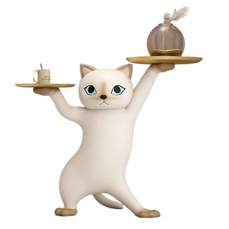 

Creative cartoon sand sculpture enchanting cat ornament living room entrance key storage desktop tray