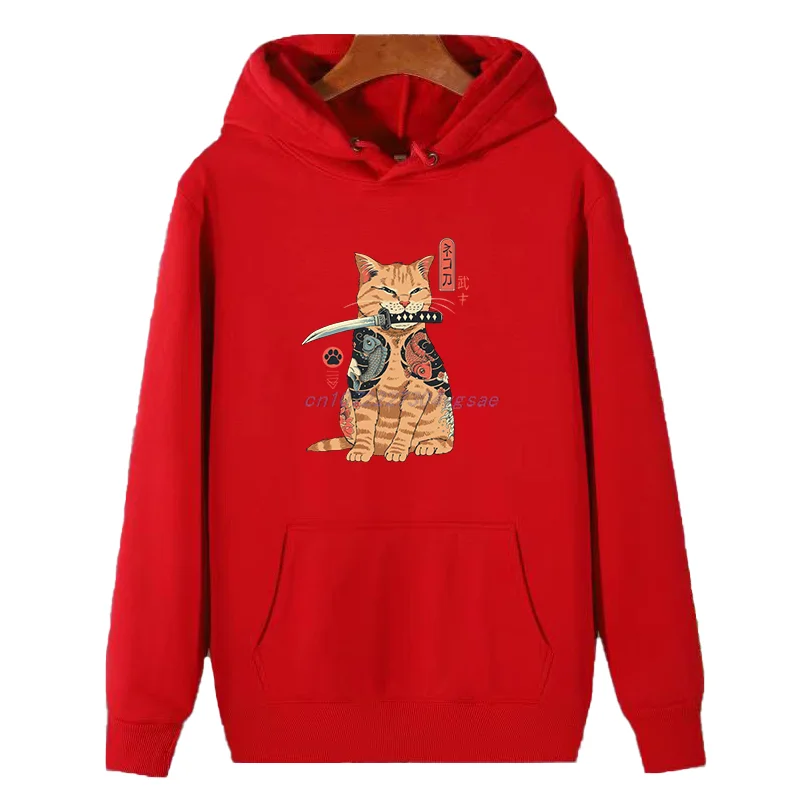 Funny Cat Fashion Winter Essentials Hoodie Hooded Sweatshirt Sweaters New Pullovers Sweatshirts Thick Sweater Men's Sportswear