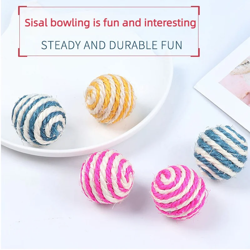 Pet Supplies 4cm With Noisy Sisal Balls Interactive Cat Teasing Balls Bite Resistant And Scratch Resistant Toy Balls Wholesale