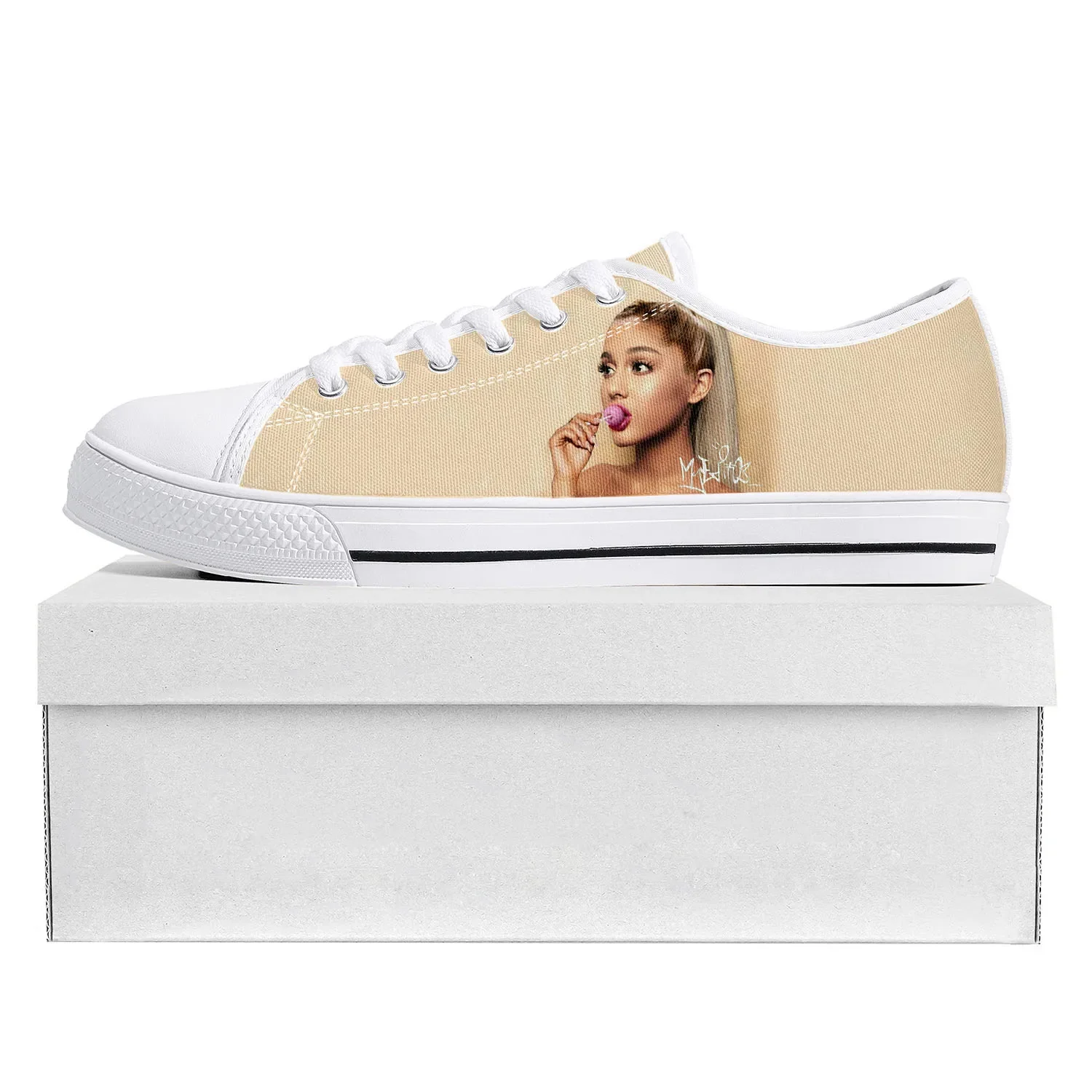 

Ariana Grande Singer Low Top High Quality Sneakers Mens Womens Teenager Canvas Sneaker Prode Casual Couple Shoes Custom Shoe