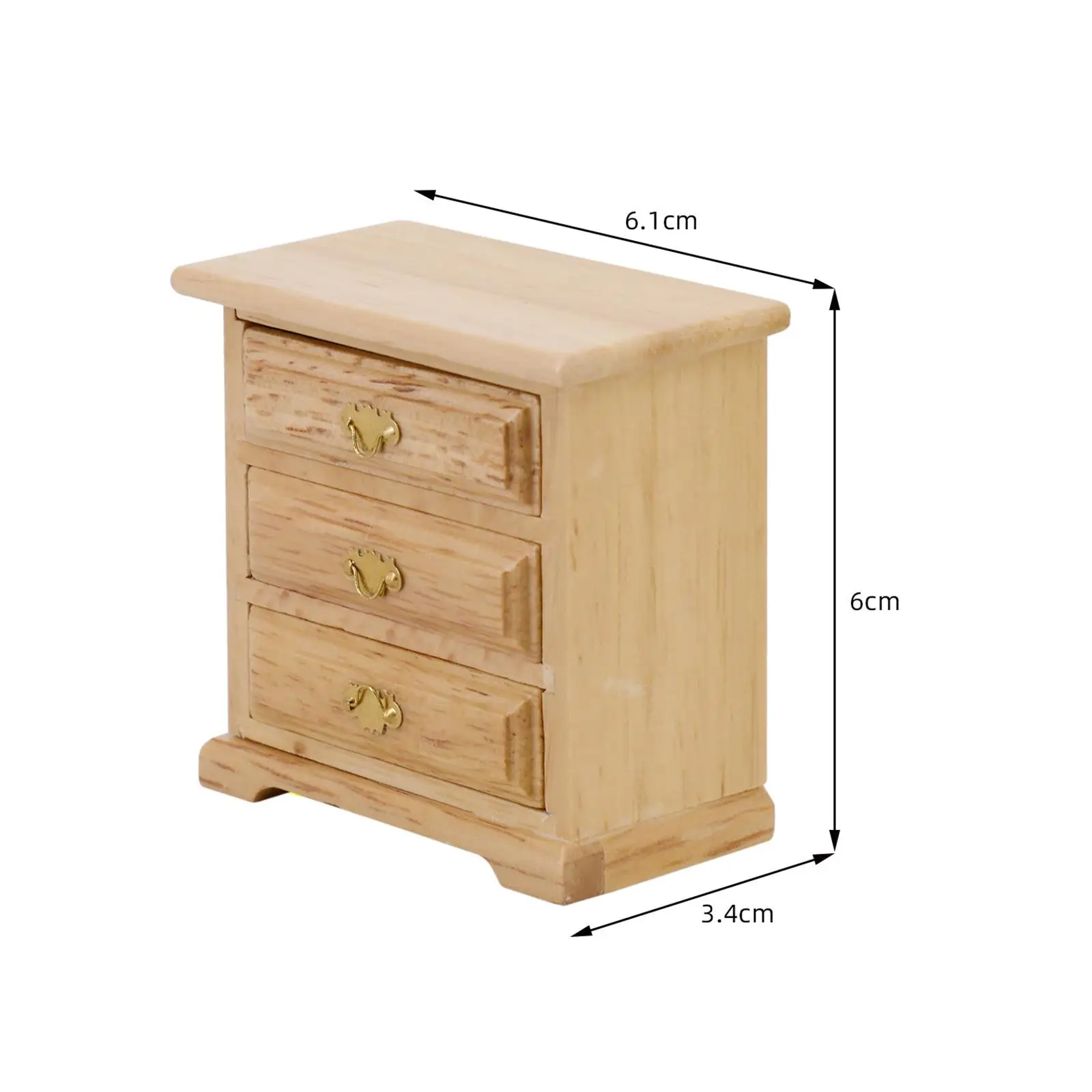 خزانة مصغرة على الطراز العتيق مع أدراج 1 12 أثاث غرفة نوم بيت الدمى لعبة مشهد صغير للأطفال #3