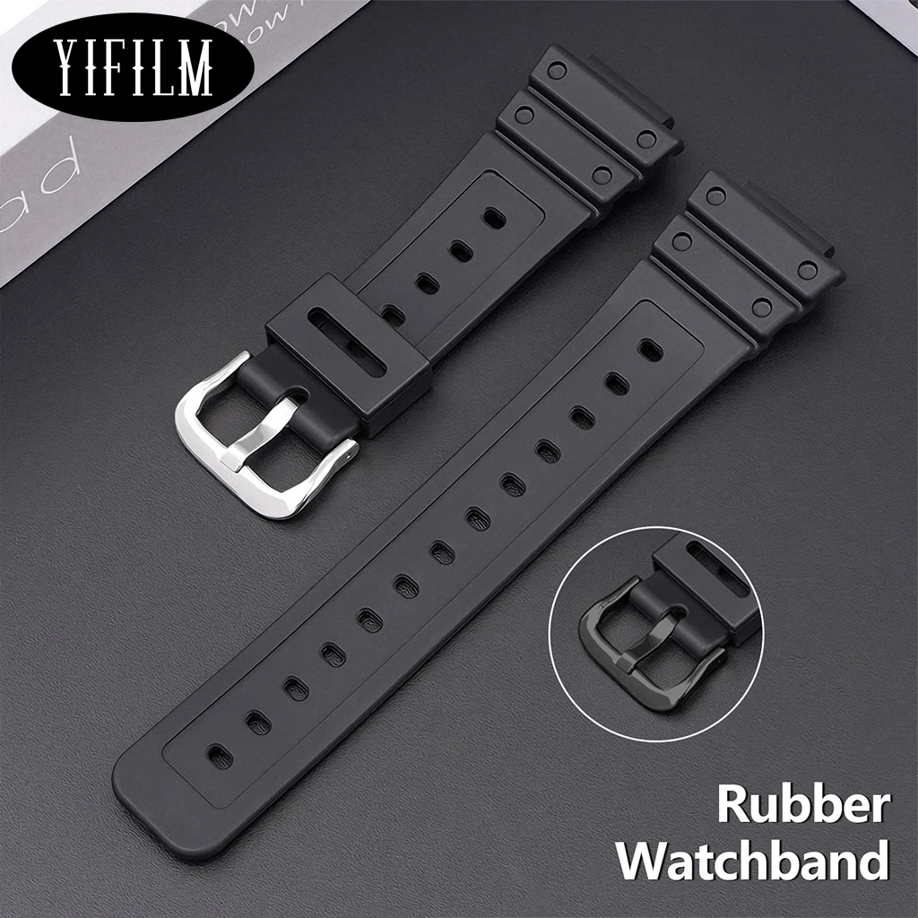 Pulseira de Silicone Clássica para Relógios DW5600 DW6900 DW9052 GA110, Cor Pura, Impermeável e Antirrisco