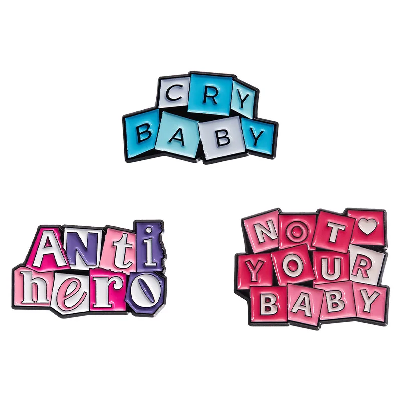 Personalized Trend Colored English Alloy Brooch Ins Inspirational Cry Baby Paint Badge Clothing Scarf Accessories Lapel Pin