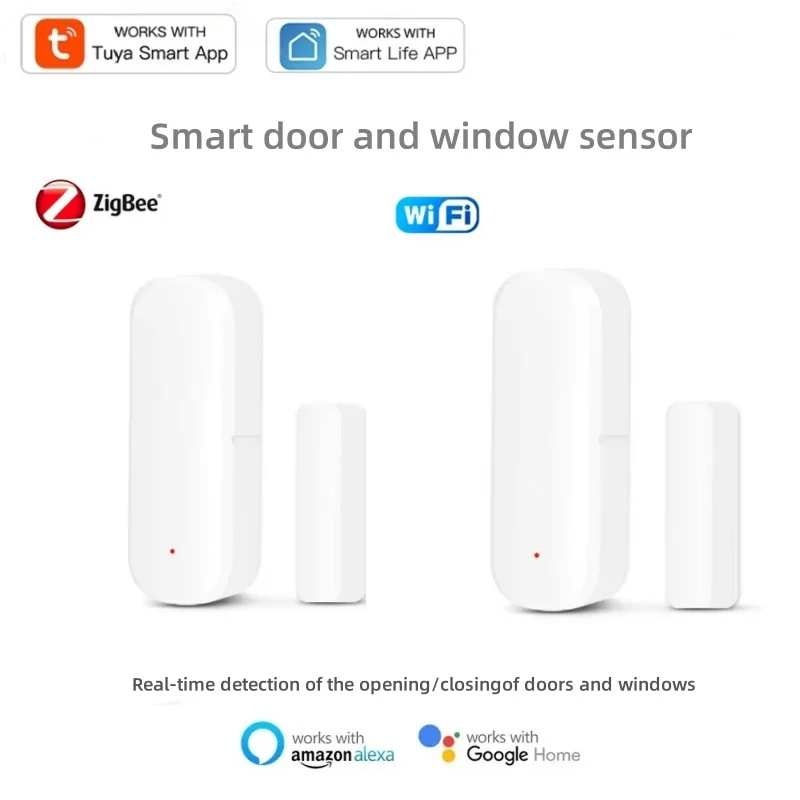 

Tuya WiFi ZigBee Door Window Security-Protection Door Open / Closed Sensor Smart Life Detector Control Via Alexa Google Home