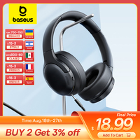 Baseus BH1 Lite Wireless Headphones Bluetooth 6.0 ENC Clear Call Headsets Super Bass Hit Earphones 80H Playtime Over Ear Headset