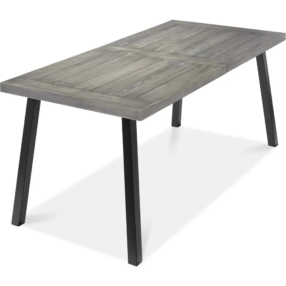 

6-person indoor/outdoor dining table, picnic table, powder coated steel, 350 pound capacity legs - Weathered Gray