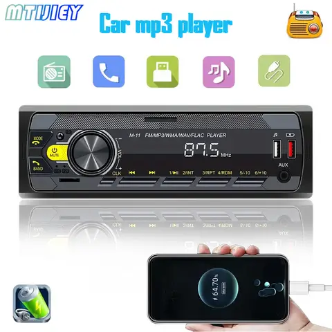 MTIJIEY 1 Din Car MP3 Player USB/SD/EQ AUX Dual USB BT Colorful button lights FM Remote Control Radio Video output Car Stereo