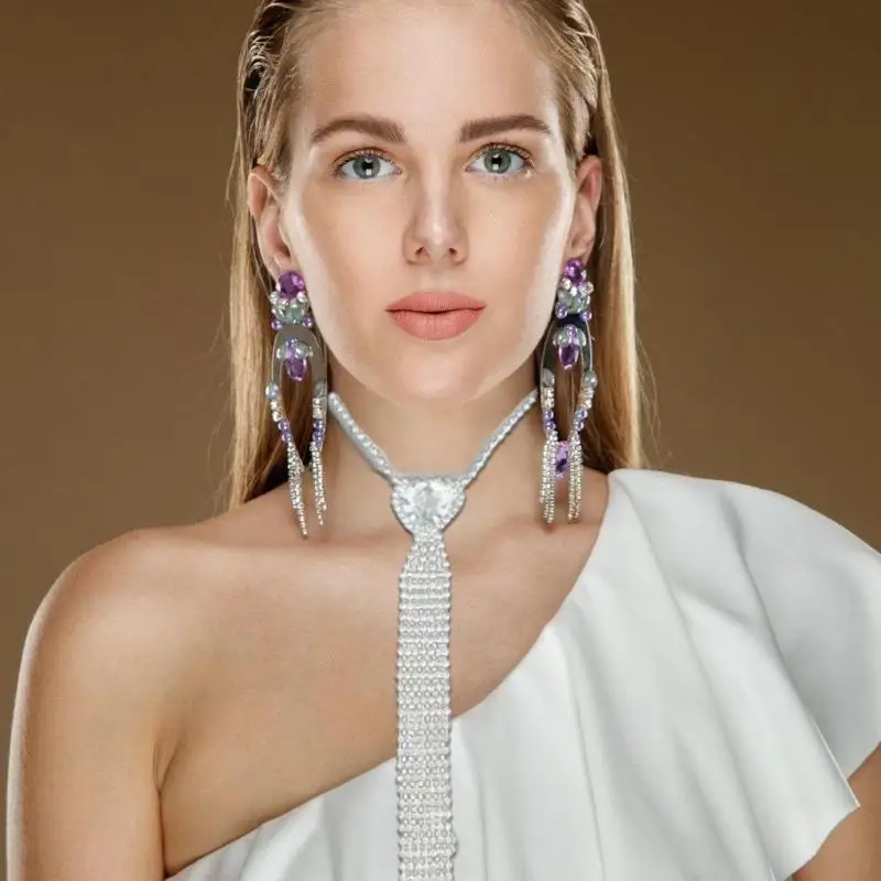 Gargantilha com ajustável R1WE, colar com coração e gravata para eventos formais