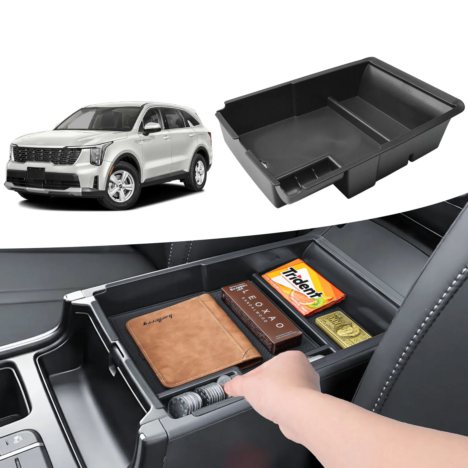 

Armrest Storage Box Tray for 2024 2025 2026 KIA Sorento Center Console Organizer Secondary Phone Armrest Box Storage Accessories