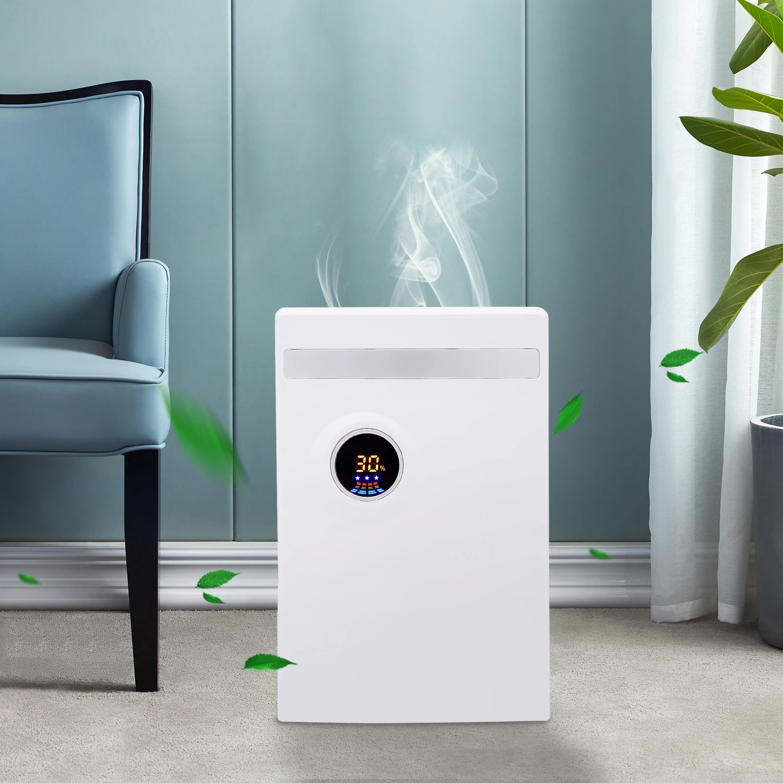 Deshumidificador Doméstico de 100W 220V, 350-500ml/Día, 322.9ft², Tanque de Agua de 77.44oz, Pantalla LED, Control Inteligente de Humedad, ABS, Portátil, Enchufe Europeo, para Interiores