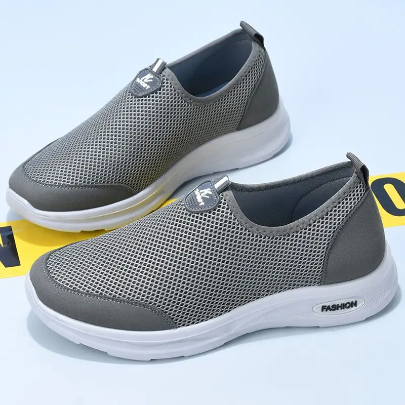 2024 Summer Breathable Thin Style Non stuffy Feet Mesh Men's Shoes Soft Sole Wear Resistant Anti slip Thick Sole Shoes