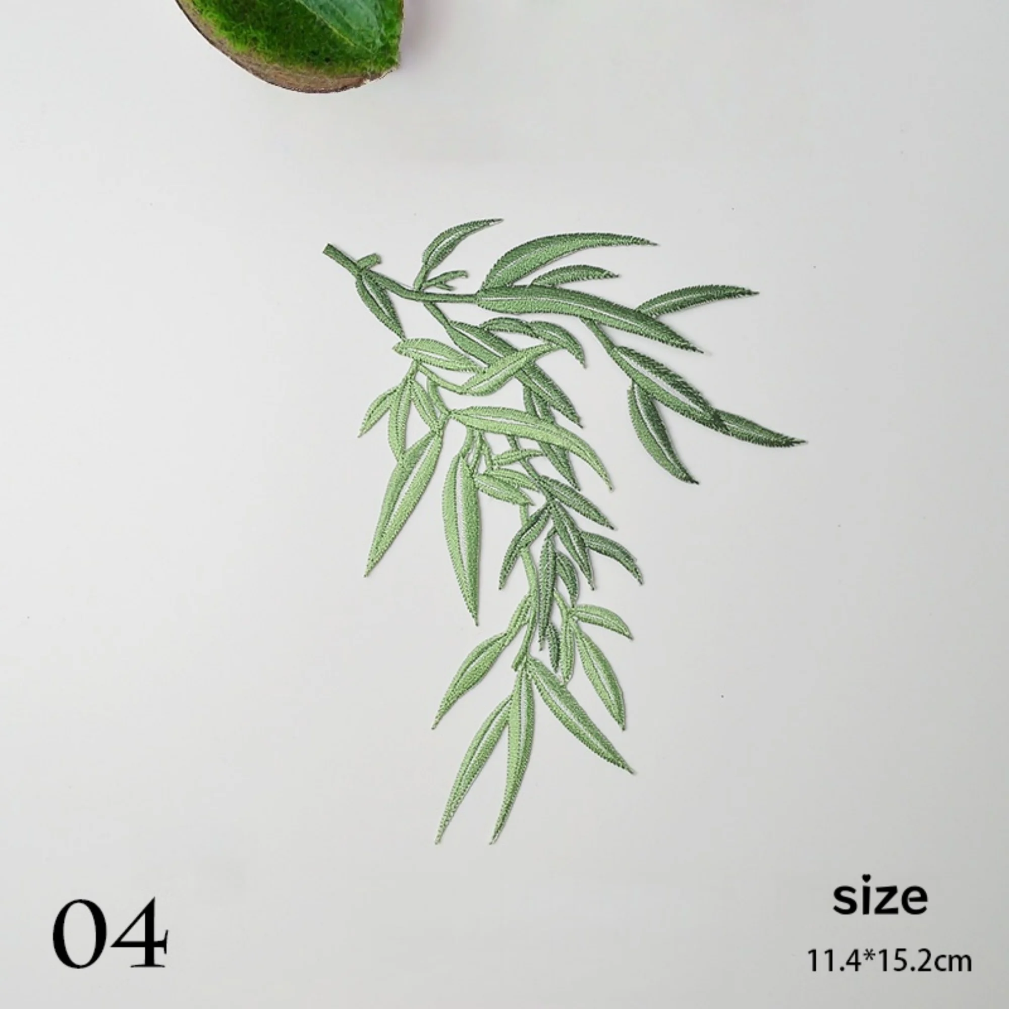 1 pcs Embroidered Bamboo leaf Appliques,Embroidered leaf ,Iron-on Patches For Dress Supplies,For Dress DIY