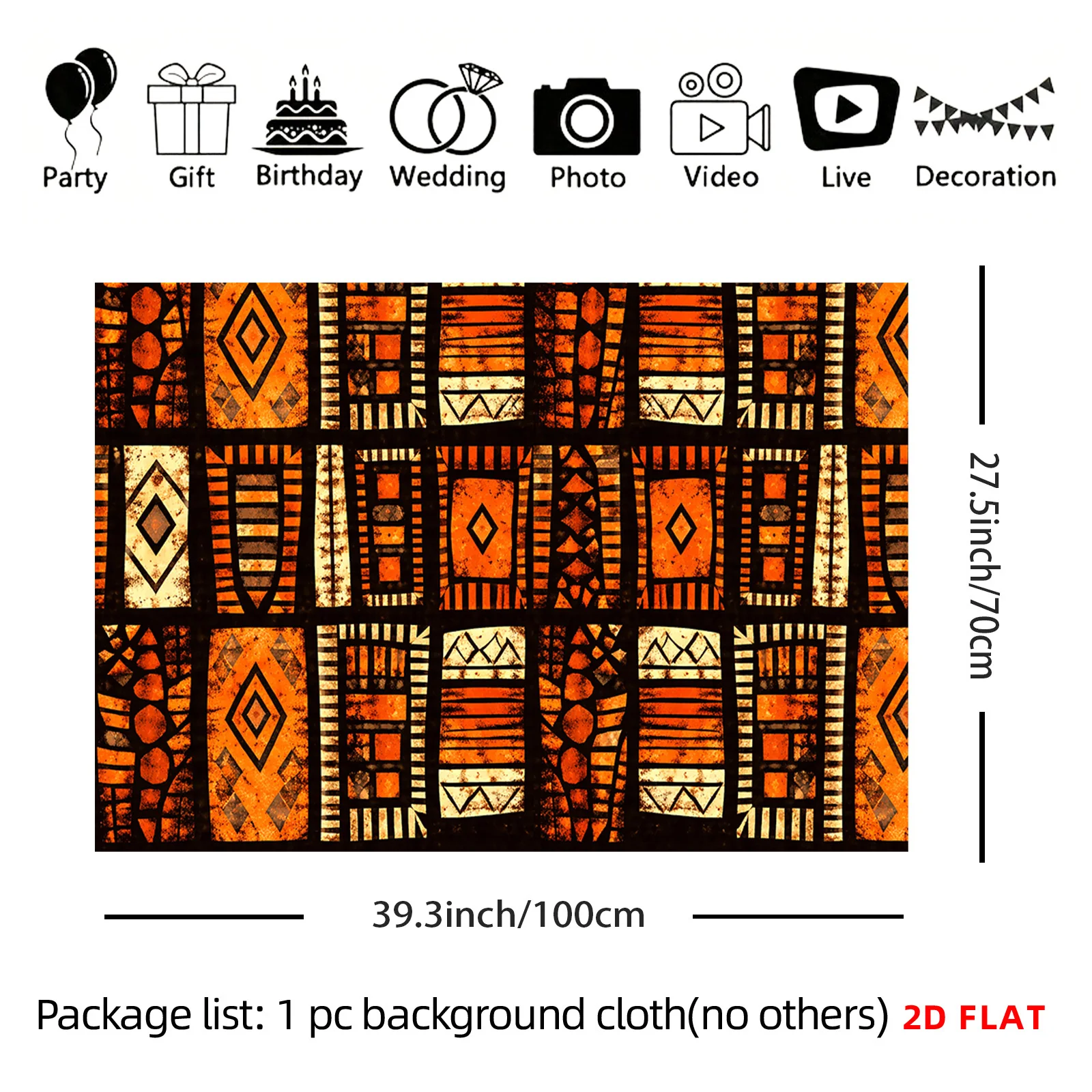 Premium Ethnic Tribal Geometric Tapestry Wall Hanging Boho Orange Moroccan Decor Polyester Fabric Art for Living Room Sofa Bedro