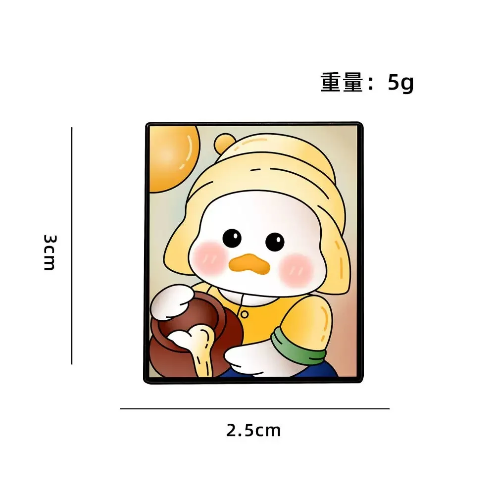 Set de pintura al óleo de 4 piezas: linda chica de pintura al óleo, pato, ropa, sombrero, mochila, broche, insignia, accesorios, regalos