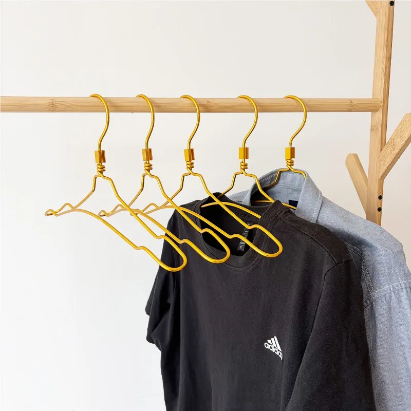 

Non Slip Traceless Aluminum Alloy Clothes Hanger Double Wire Metal Hanger For Silk Wedding Dress Garment Store Household Use