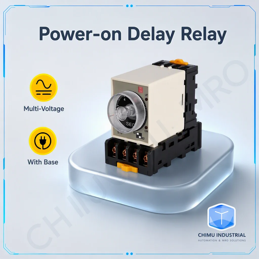 【CHIMU INDUSTRIAL】 for ST3PA-A/B/C/D Power-on Delay Timer Relay with Base DC12V 24V 220V 380V Industrial Automation