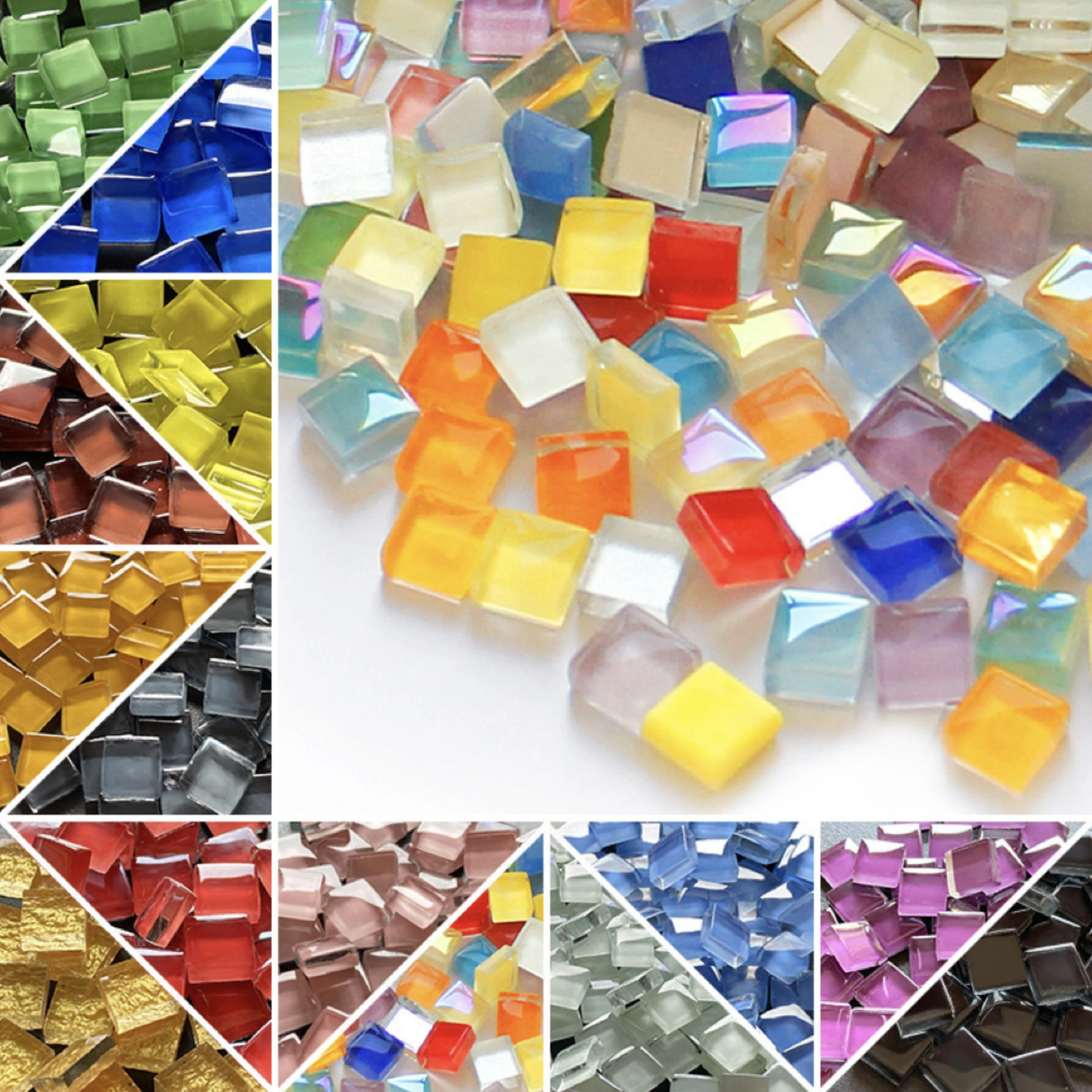 50pcs DIY Ceramic Mosaic Glass Tiles Handmade Mirror Decorative Ceramic Tile Wall Technology Colored Crystal Decorative Material