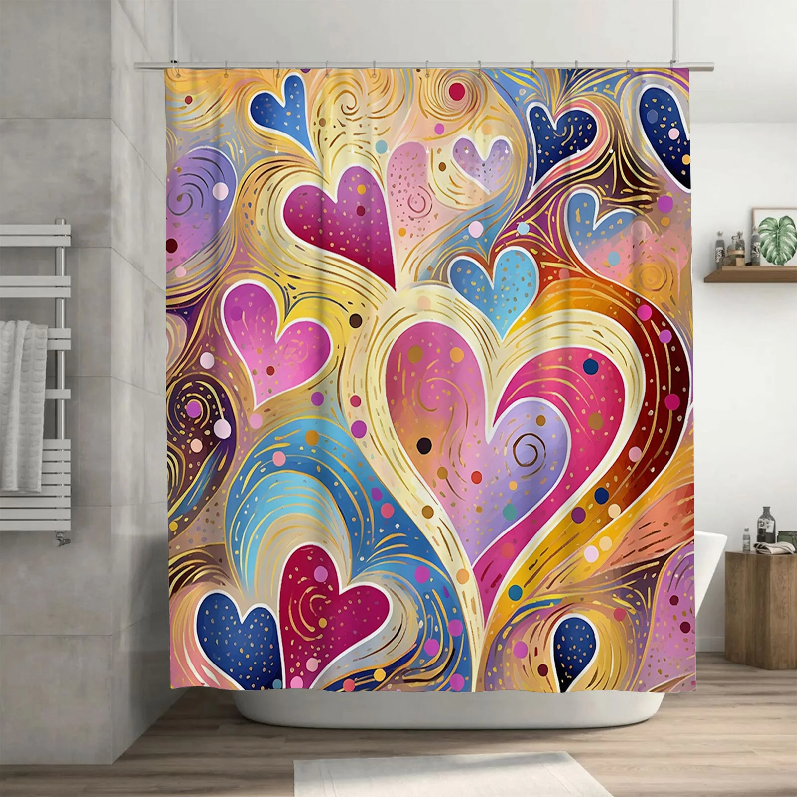 

Абстрактная многоцветная занавеска для душа в форме сердца — водонепроницаемая, устойчивая к плесени, можно стирать в машине для яркого декора ванной комнаты
