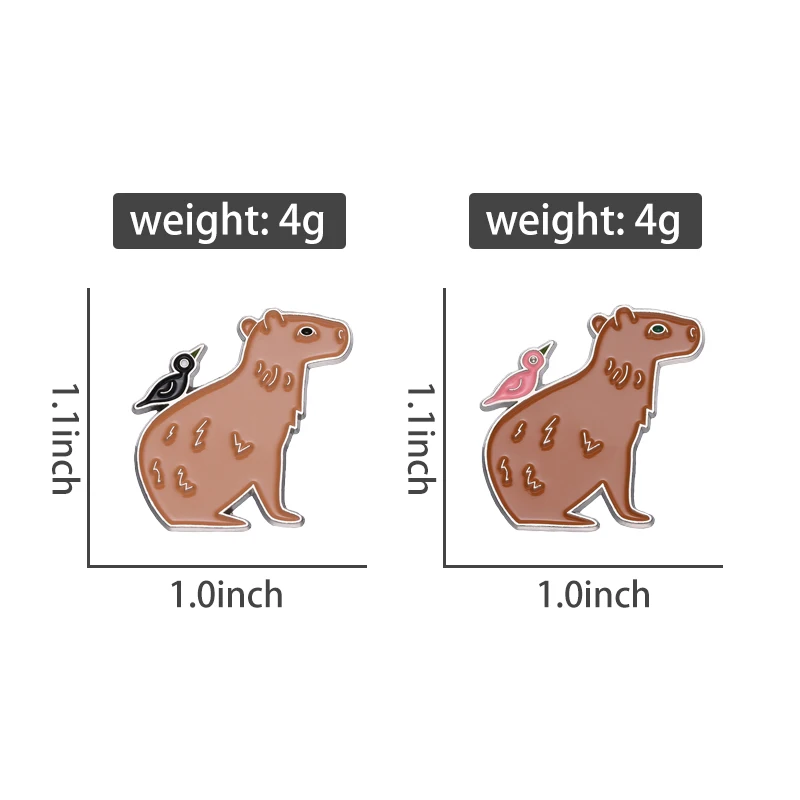 Capybara Animal Enamel Pin Bird Hippo Cute Brooch Lapel Clothes Metal Custom Women Kids Backpack Hat Friend Gift Accessories