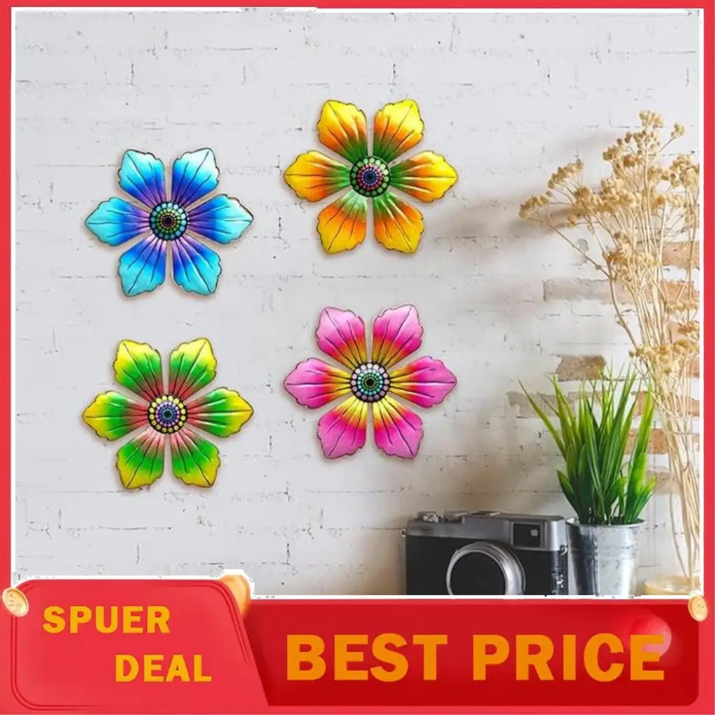 Patio Decor Metal Flowers Wall Decor Outdoor Wall Art Unique Vibrant Look For Garden Display