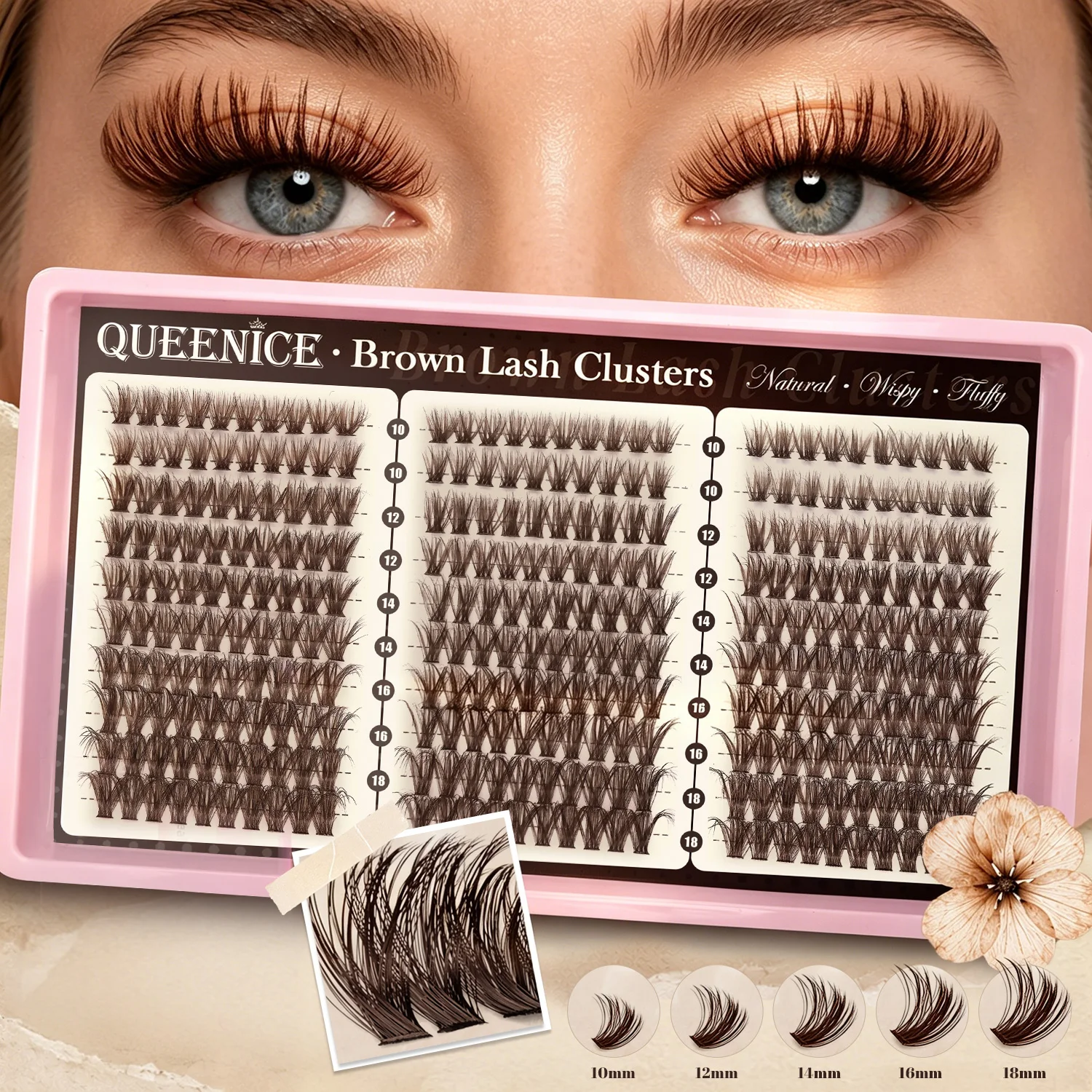 300/360 Stück DIY-Wimpern, natürlich, dick, verschiedene Stile, Wimpernbüschel 10-16mm, Cat Eye D Curl, geeignet für Anfänger – Detail 2