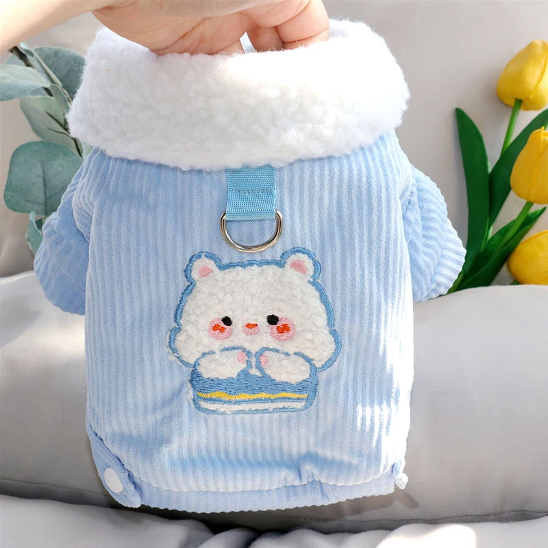 

Pet Traction Cotton Coat Puppy Winter Clothing Teddy Animal Pattern Two Legged Clothing Thicker than Bear Button Up Shirt