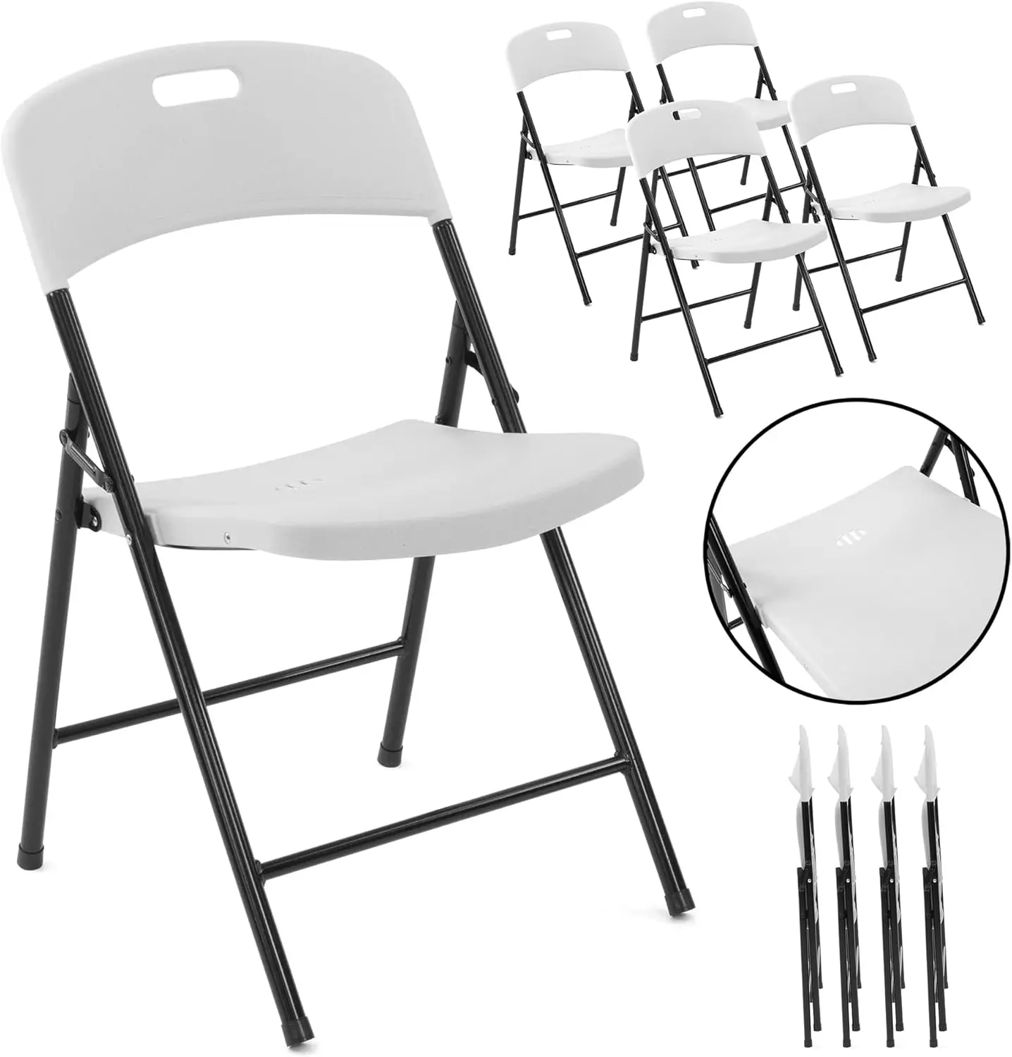 

Creative Plastic Folding Chairs (4 Pack) - Portable Lightweight Folding Chairs for Indoor and Outdoor Steel Frame Used f