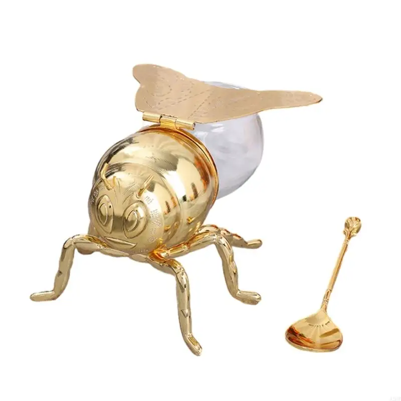 

J2HB Bees Honeys Jar Jar with Spoon Condiments Oil Container for Kitchen Decor