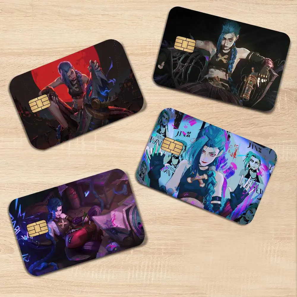 Arcane J-Jinx Cartoon Anime Cartoon Bear Skin Sticker Film Tape Case for Big Credit Debit Card Front Side