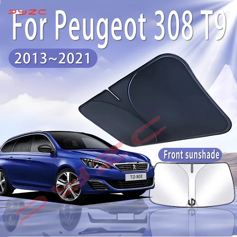 Car Sun Visor For Peugeot 308 T9 2013~2021 2016 2018 2020 MK2 Front Windshield Sunshade Heat Insulation Summer Auto Accessories