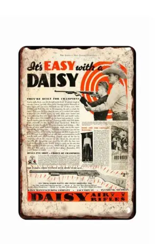 1950s Daisy Rifle Advertising  Retro Poster Art All Metal Tin Sign  8 x 12