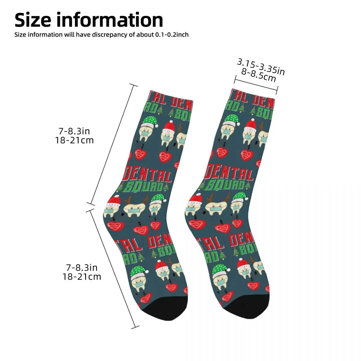 Christmas Dental Squad Funny Teeth With Mask Dentist Socks Harajuku Sweat Absorbing Stockings All Season Long Socks Accessories