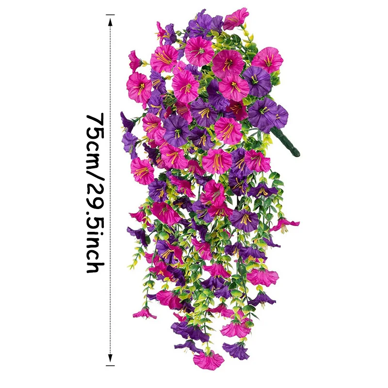1/2pcs Artificial Fake Hanging Plants Flowers Faux Silk Morning Glory Long Vines for Home Garden Porch Patio Plant Outdoor Decor image 3