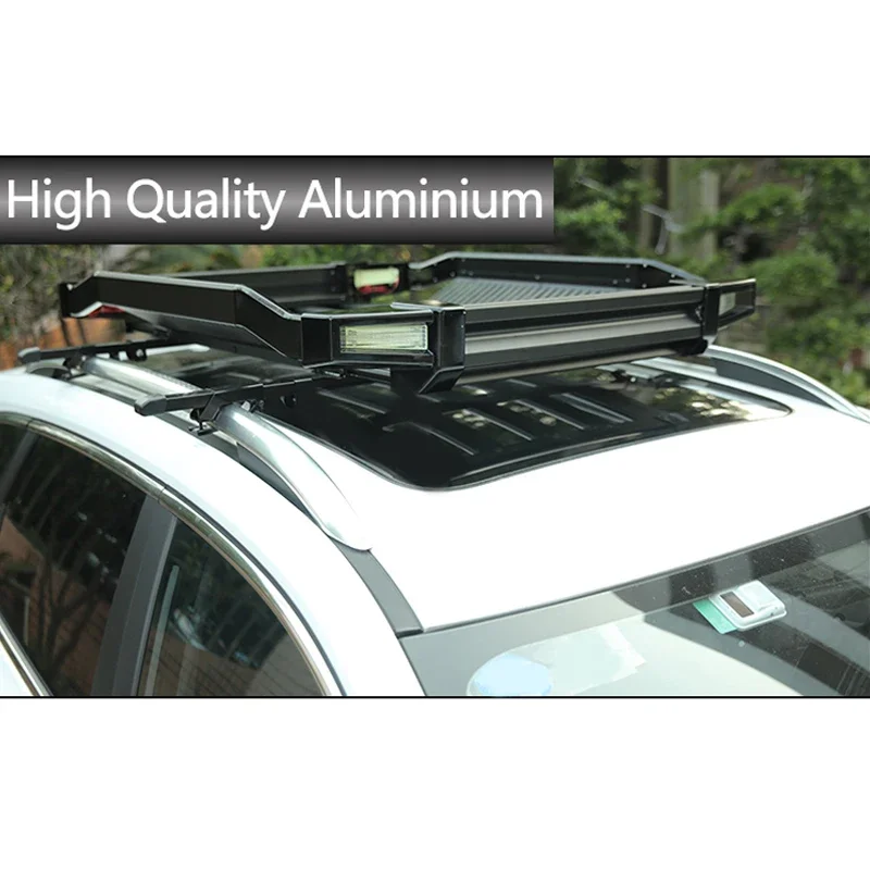 Universal 4x4 Suv Black White Pickup Truck Aluminum Car Luggage Carrier Cargo Roof Rack with Led Light custom