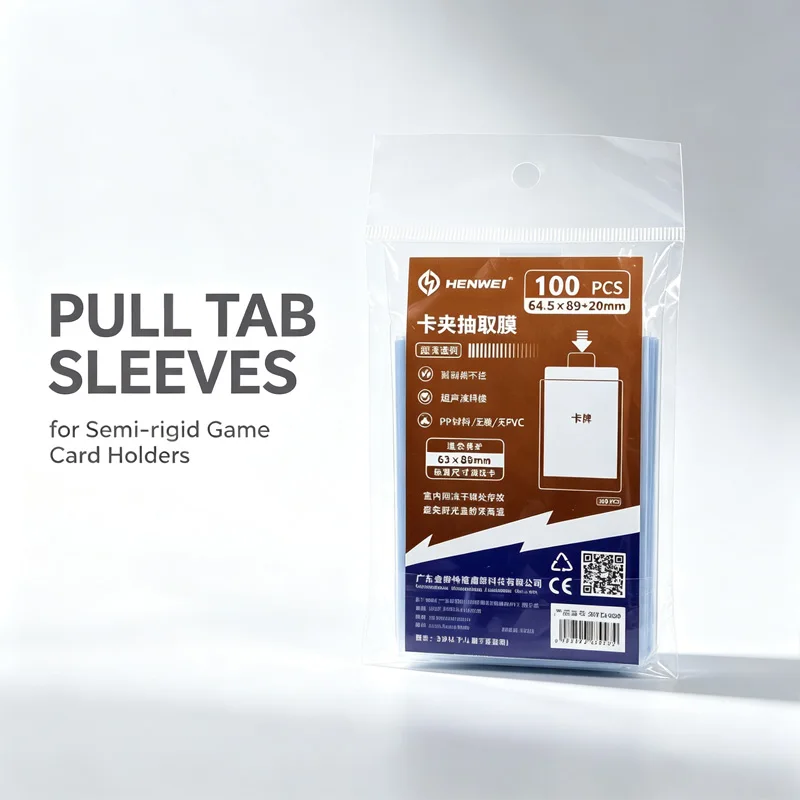 100PCS Pull Tab Sleeves for Semi Rigid Card Holders Easy Removal Card Saver Sleeves for Trading Cards Grading Submission