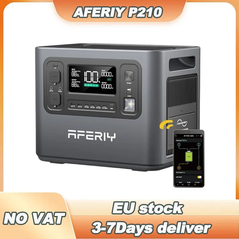 AFERIY 2400 W tragbares Kraftwerk, Solargenerator, 2048 Wh, Lifepo4-Batterie, tragbare Stromversorgungsstation für Zuhause, Outdoor, Camping