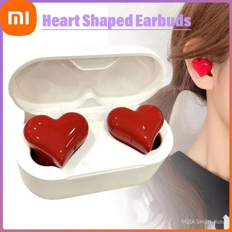 Xiaomi Heart Shape Wireless Earphones TWS Earbuds Bluetooth-compatible Headset Women Fashion Gaming Student Headphones Girl Gift